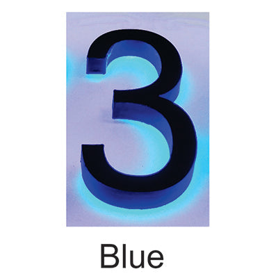 Backlit door numbers, made to order. Select your size, color, font and power sources.