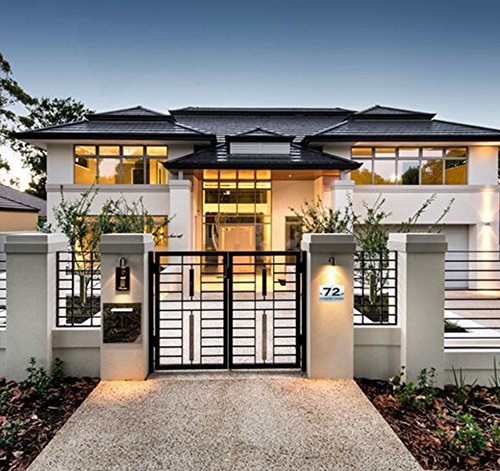 LED Illuminated Modern House Numbers, Rectangle Clear Acrylic and Brushed Aluminum Double Panel