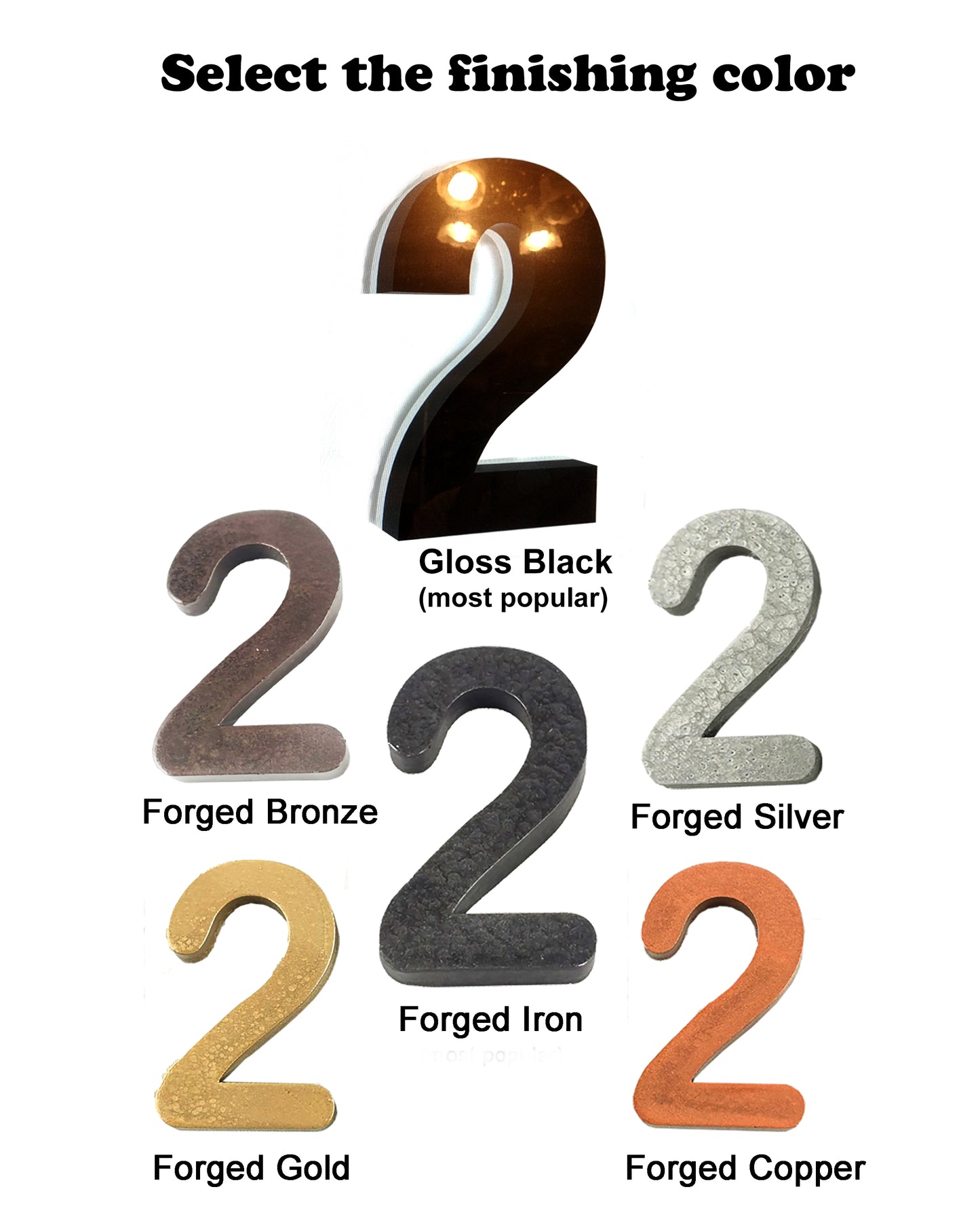 Backlit door numbers, made to order. Select your size, color, font and power sources.