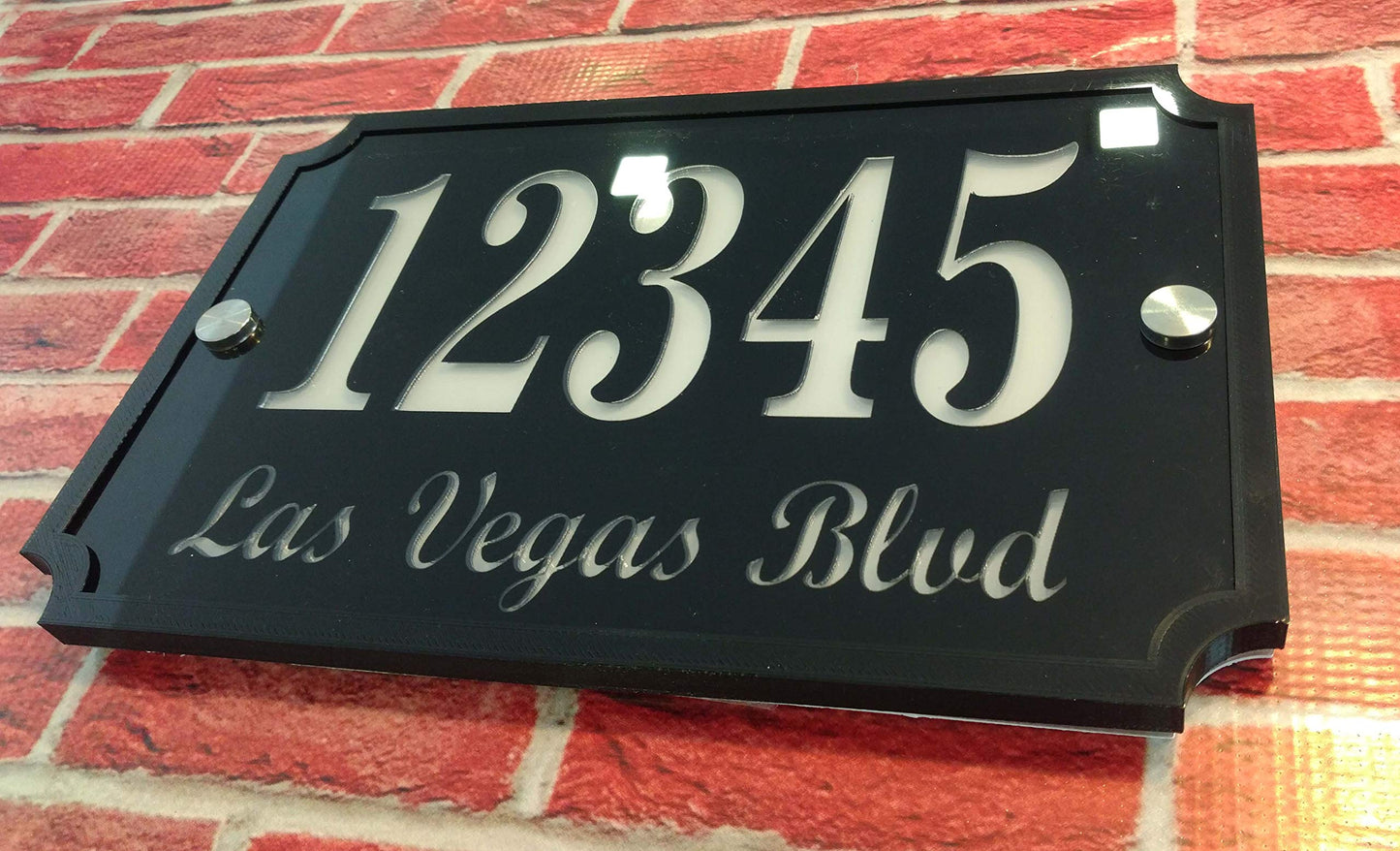 Custom House Address Plaque, LED illuminated Acrylic Sign, Stylish and Durable.