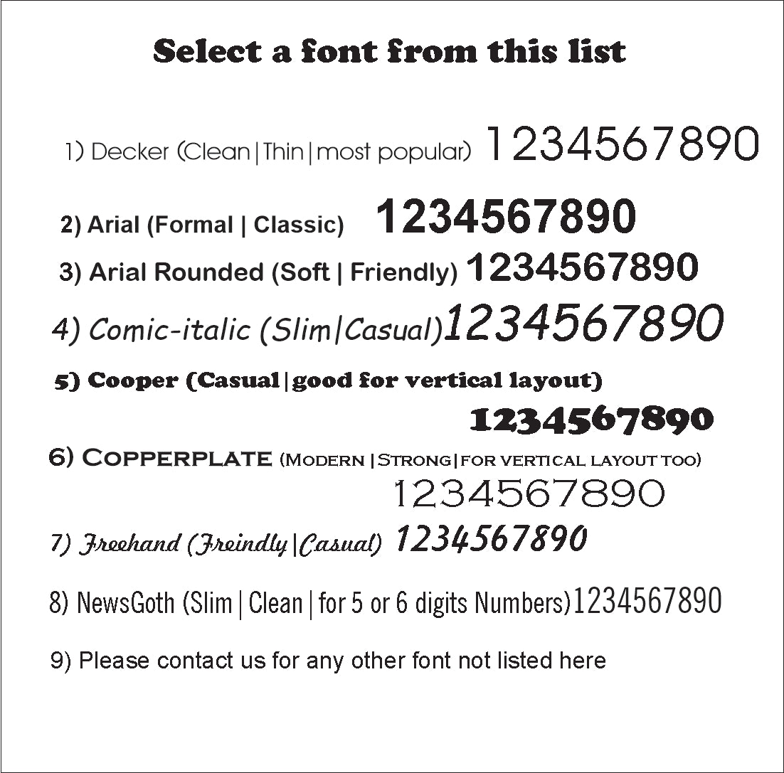 Backlit door numbers, made to order. Select your size, color, font and power sources.