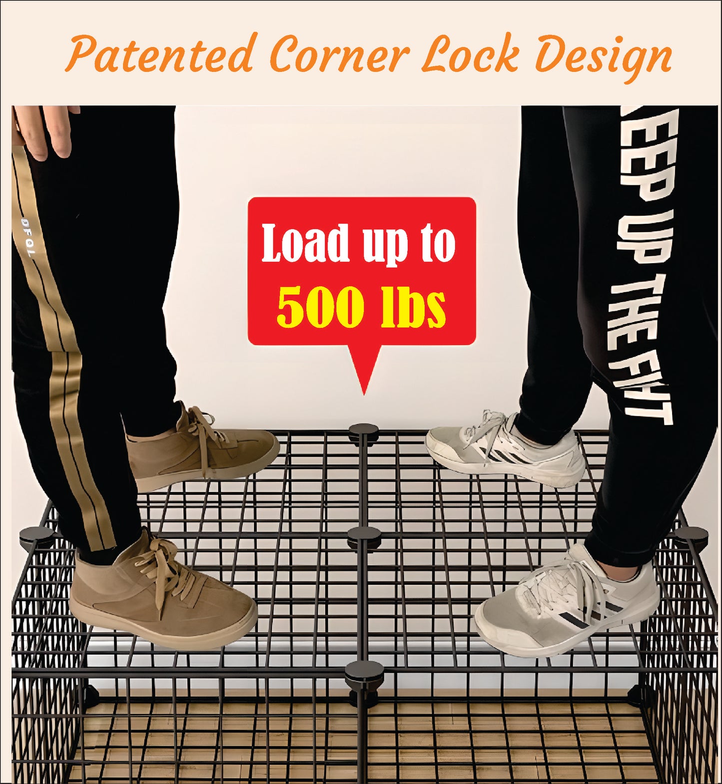 Wire Panel Storage Shelves. Patented Interlock Cubes, Free-standing or Wall-hanging, 14" or 16" cubes, Black or White, Sturdy and Heavy Duty. (12 Cubs)