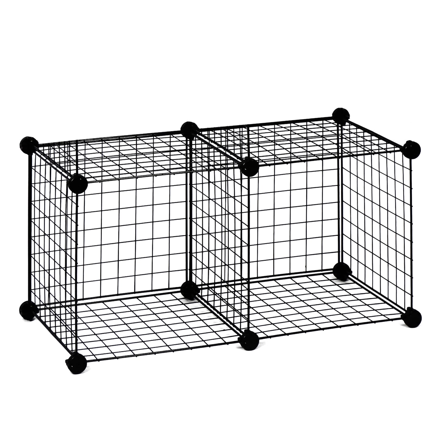 Wire Panel Storage Shelves. Patented Interlock Cubes, Free-standing or WEall-hanging, 14" or 16" Cubic Units, Sturdy and Heavy Duty, Black or White (2 Cubs)