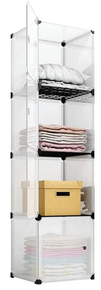 Poly Panel Storage Organizer Shelves, Floor-standing or Wall hanging (1Wx4H=4cubes)