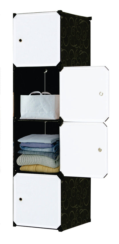 Poly Panel Storage Organizer Shelves, Floor-standing or Wall hanging (1Wx4H=4cubes)