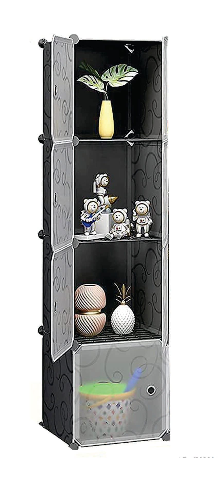 Poly Panel Storage Organizer Shelves, Floor-standing or Wall hanging (1Wx4H=4cubes)