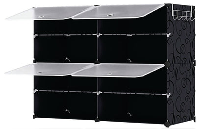 Shoe Racks Organizers Shelves, Floor-Standing or Wall Hanging, Sturdy and extendable. Easy DIY Assembly, for Door Entrance, Closet, and Workplaces (2TierX4Story=8Grids=16 pair shoes)