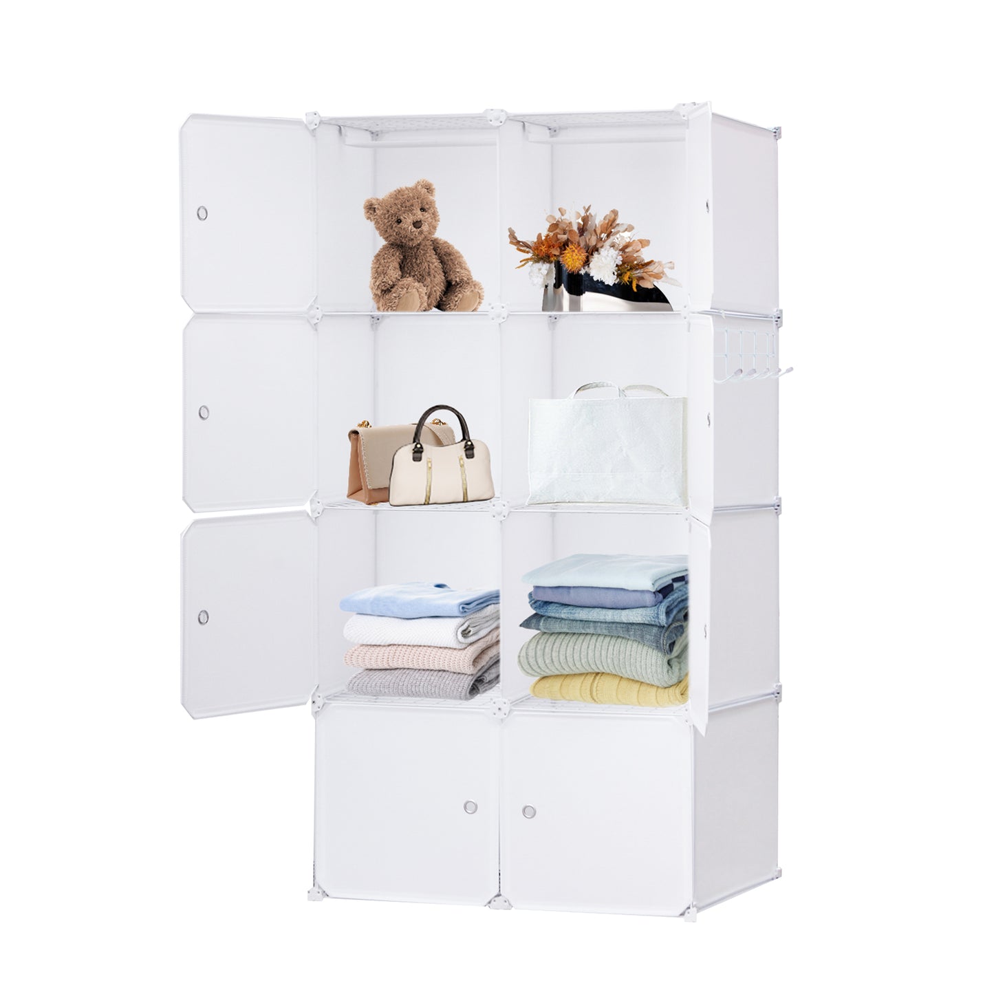 Storage Cube Organizer Shelves, DIY Assemble, Floor-standing, Wall hanging, Sturdy and free assembly, for garage, closet, and office (2Wx4H=8cubes)