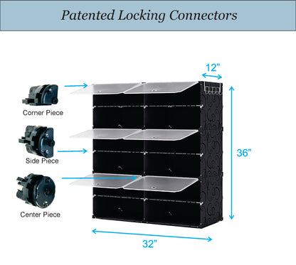 Shoe Racks 2x6 cubes Organizers Shelves, Floor-Standing or Wall Hanging, Sturdy and extendable.  (2TierX 6Story=12Grids=24 pair shoes)