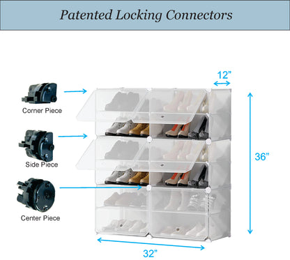 Shoe Racks Organizers Shelves, Floor-Standing or Wall Hanging, Sturdy and extendable. Easy DIY Assembly, for Door Entrance, Closet, and Workplaces (2TierX4Story=8Grids=16 pair shoes)