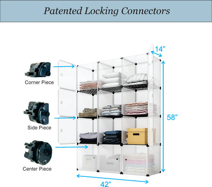 Storage Cube Organizer Shelves, DIY Assemble, Floor-standing, Wall hanging, Sturdy and free assembly, for garage, closet, and office (3Wx4H=12cubes)