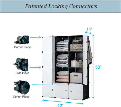 Storage Cube Organizer Shelves, DIY Assemble, Floor-standing, Wall hanging, Sturdy and free assembly, for garage, closet, and office (3Wx4H=12cubes)