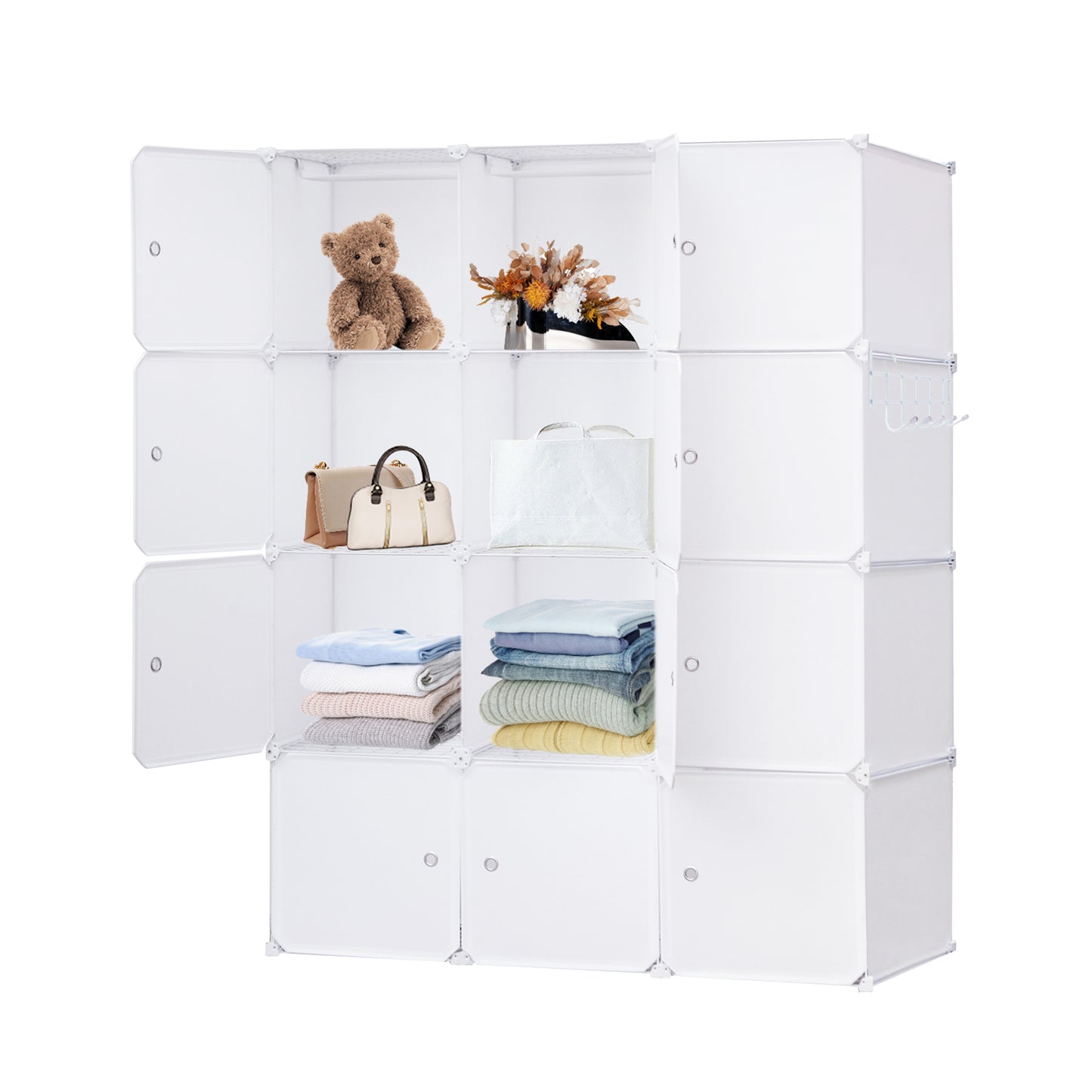 Storage Cube Organizer Shelves, DIY Assemble, Floor-standing, Wall hanging, Sturdy and free assembly, for garage, closet, and office (3Wx4H=12cubes)