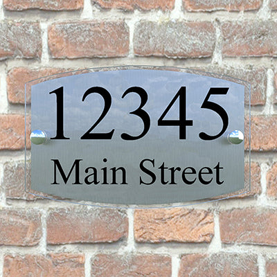 Modern House Plaque Home Number Address, Acrylic and Brushed Aluminum Double Panel Size