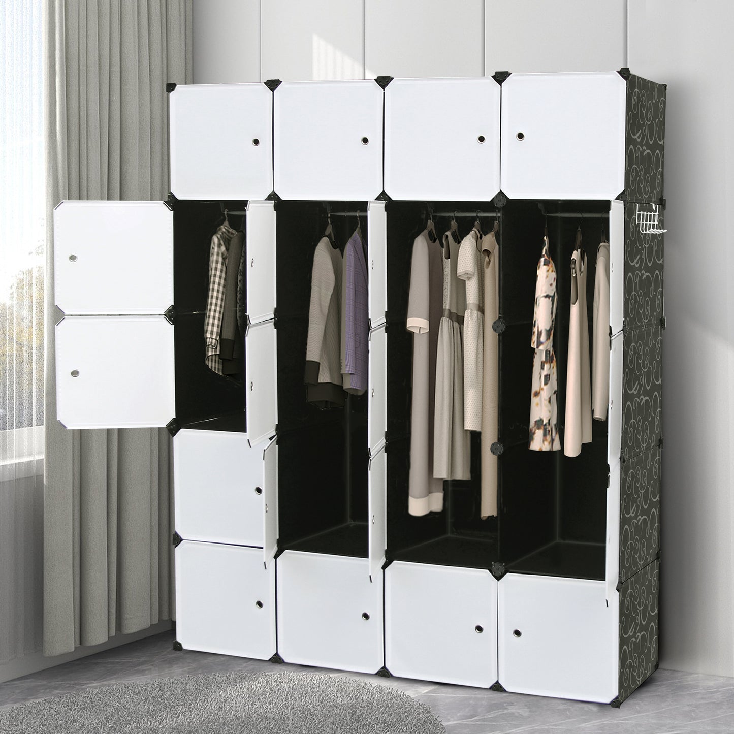 Poly-panel Wardrobes, 14" Wide x 18" Deep, 4Wx5H=20Cubes, Armoires, Clothes Dresser, Closet Storage Organizer