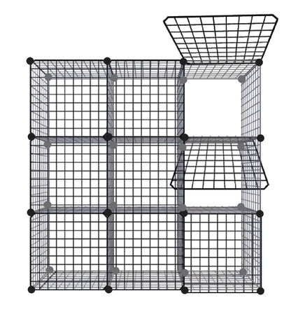 Wire Grid See-through Lockers. Free-standing or Wall-mounting Interlocked 16" Cubes Fit Most Personal carryings-on.