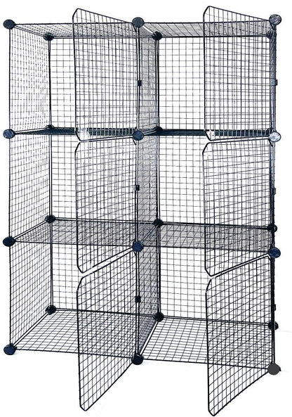 Wire Grid See-through Lockers. Free-standing or Wall-mounting Interlocked 16" Cubes Fit Most Personal carryings-on.