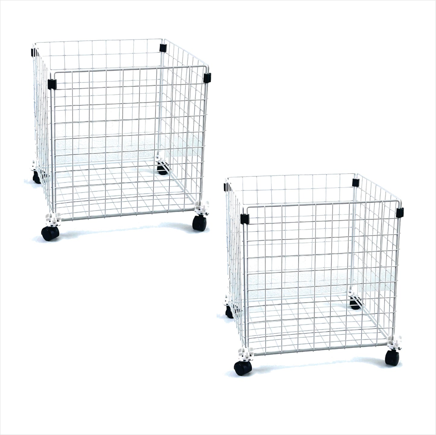 Wire Grid Rolling Carts Storage Bins, DIY assembly into single or multi-compartment carts, vertical or horizontal