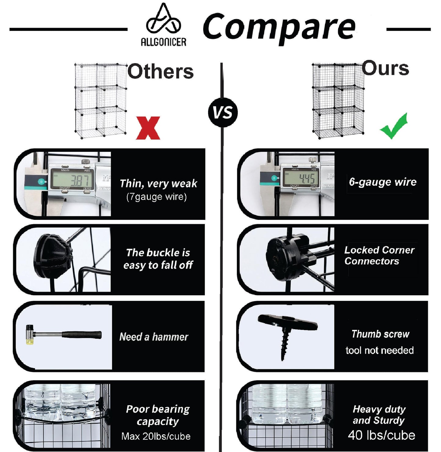 Wire Grid See-through Lockers. Free-standing or Wall-mounting Interlocked 16" Cubes Fit Most Personal carryings-on.