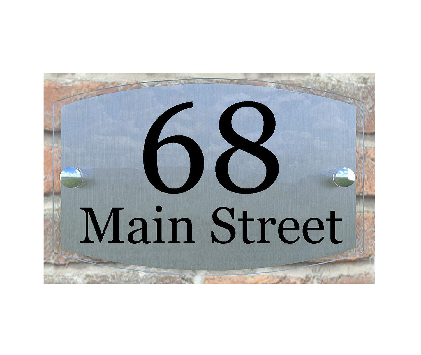 Modern House Plaque Home Number Address, Acrylic and Brushed Aluminum Double Panel Size