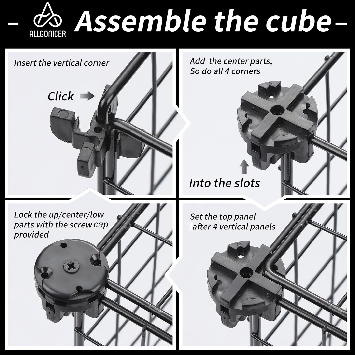 Wire Grid See-through Wall Racks. Interlocked 16" Cubes Mount to Standard 16"-Apart Wall Studs