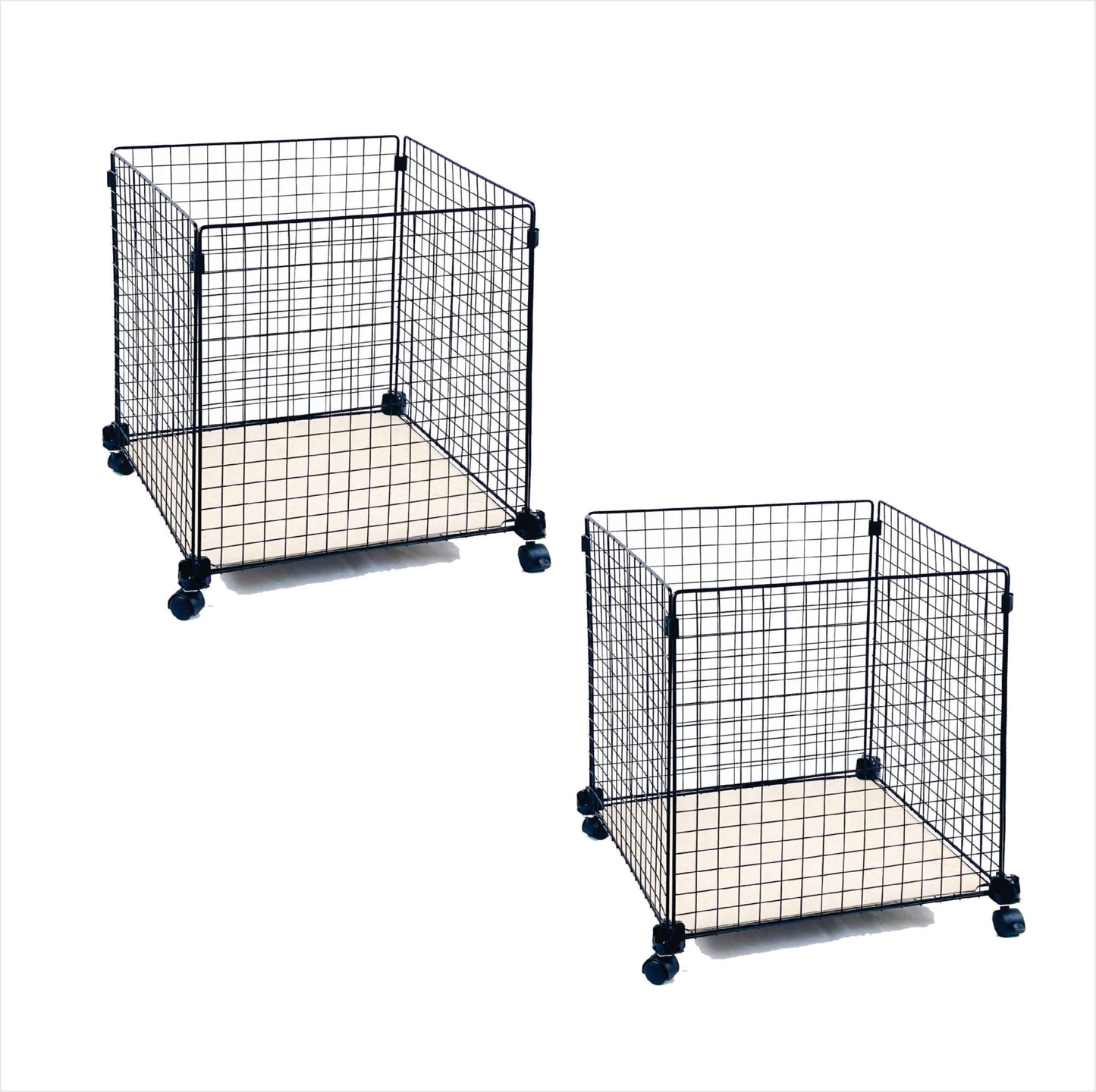 Wire Grid Rolling Carts Storage Bins, DIY assembly into single or multi-compartment carts, vertical or horizontal