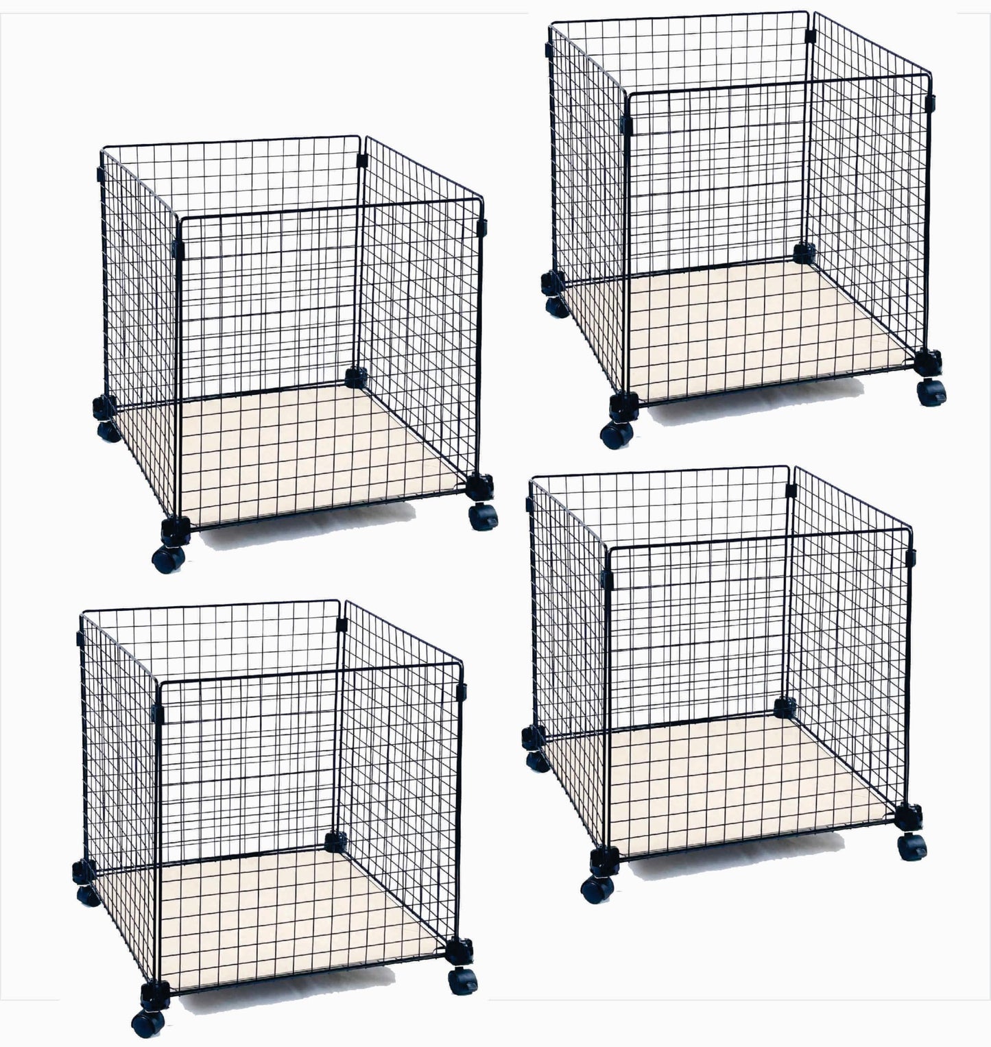 Wire Grid Rolling Carts Storage Bins, DIY assembly into single or multi-compartment carts, vertical or horizontal