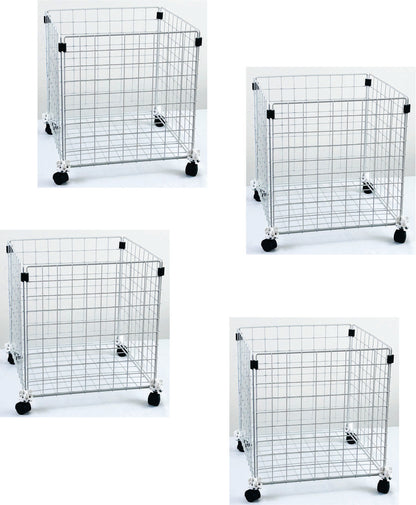 Wire Grid Rolling Carts Storage Bins, DIY assembly into single or multi-compartment carts, vertical or horizontal